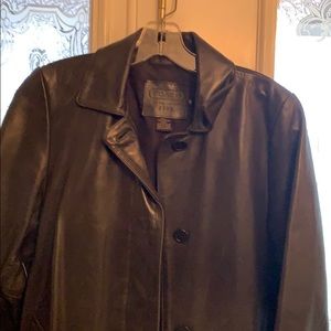 Coach mid trench coat in black leather